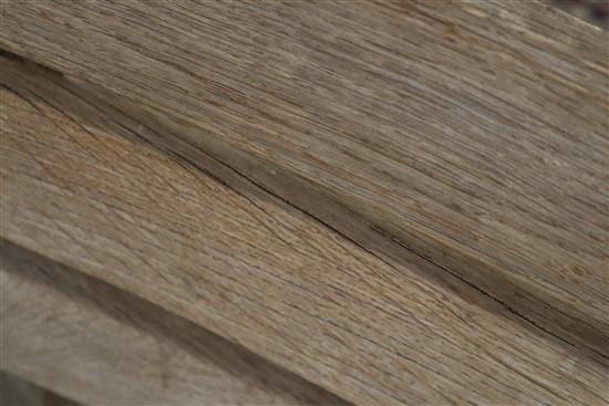 Gaze Burvill. An oak garden table, bench, low bench and pair of chairs Table L.170cm, Bench L.210cm, Low bench L.195cm